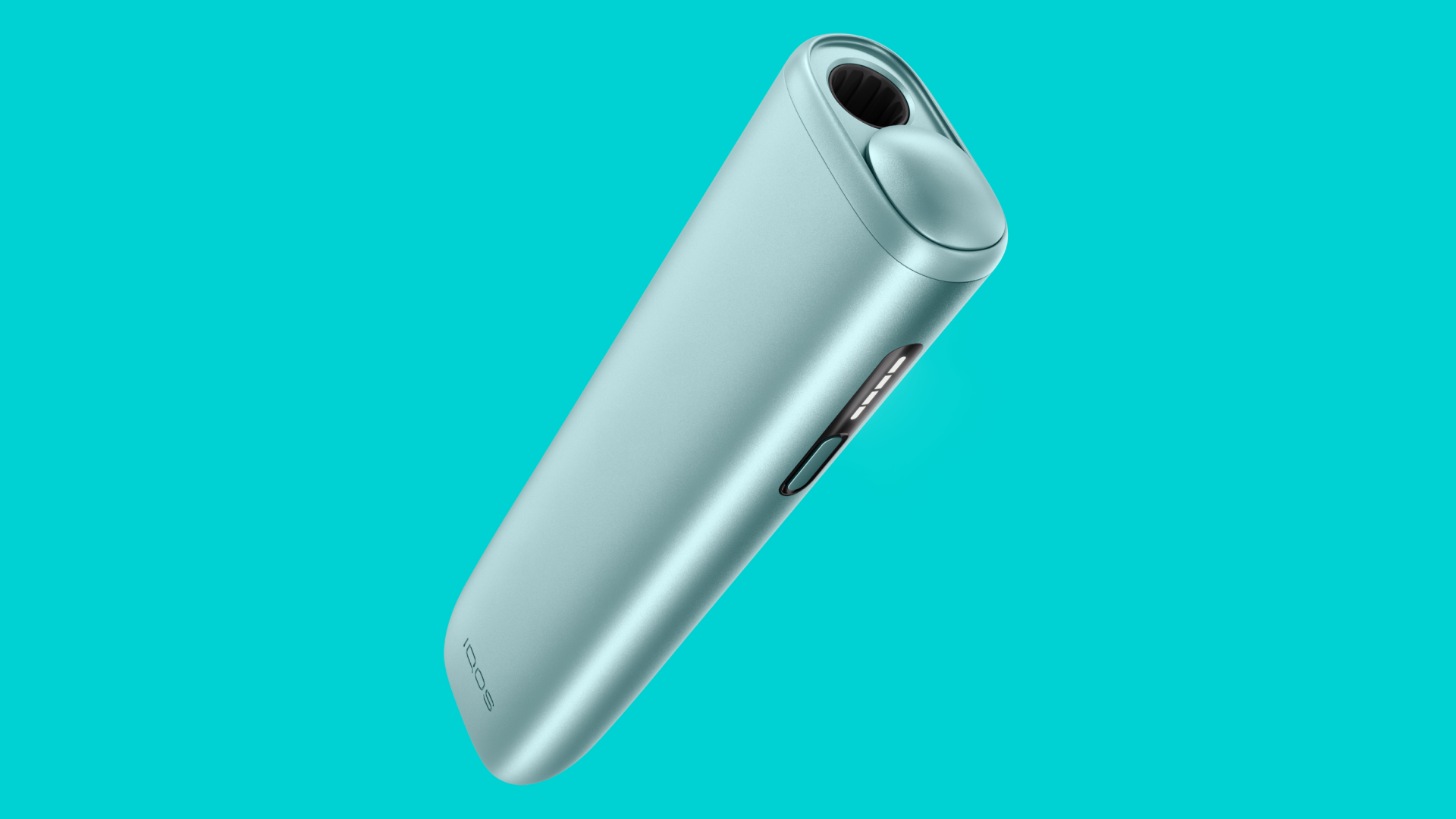 A Breeze Blue IQOS ILUMA i ONE in turquoise background.